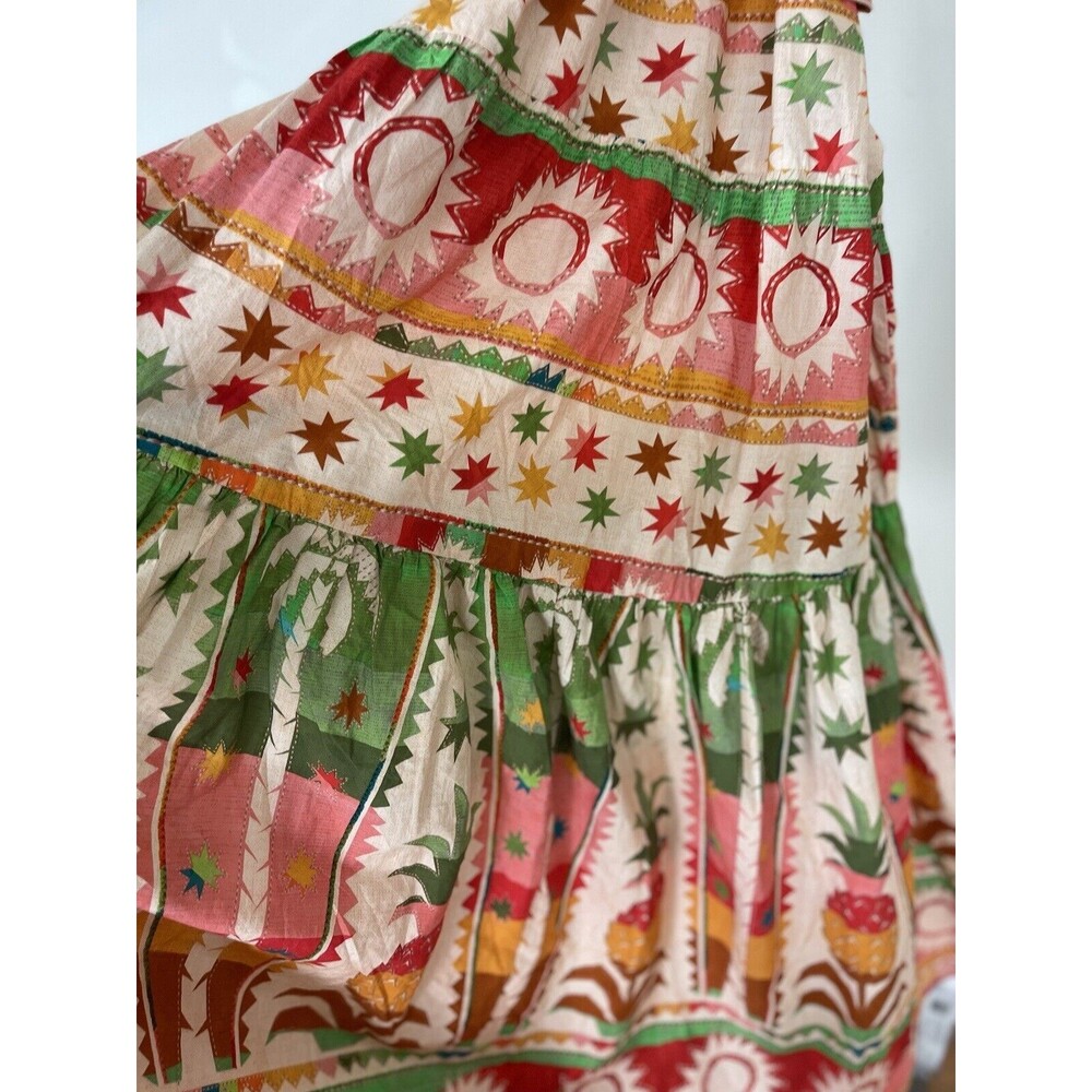 Anthropologie Farm Rio Maxi Dress Boho Vacay Pineapple Halter Preppy Sz M NWT - Picture 7 of 14